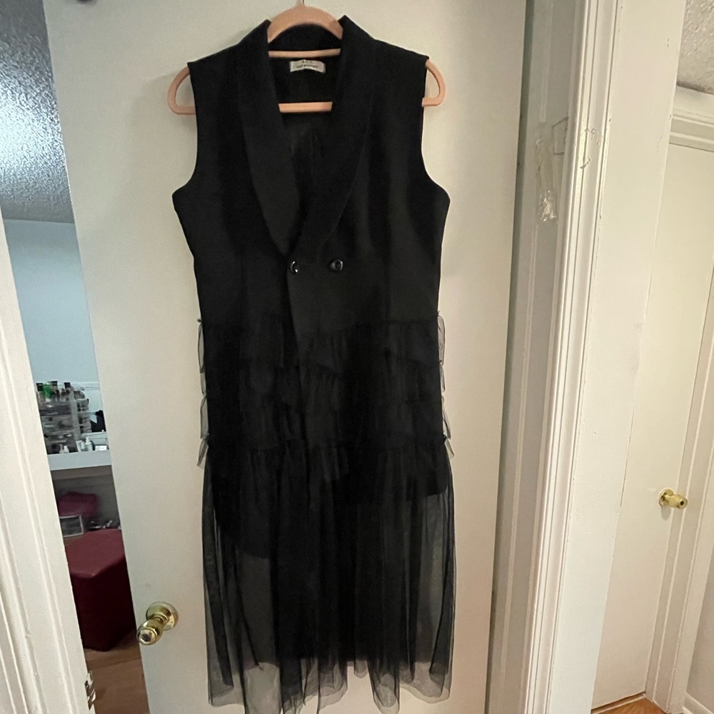 Black tuxedo vest with tulle